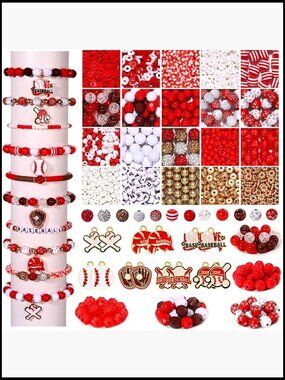 Baseball Beads Bracelet Making Kit Clay Heishi Crystal Letter Gold Spacer